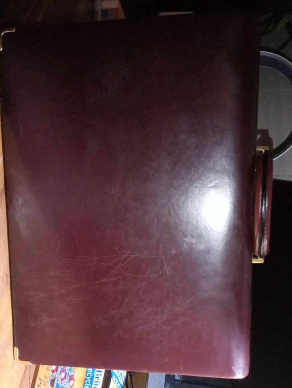 Tumi Maroon Leather Briefcase with Brass Combination Lock